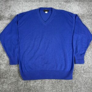 VTG Andrew Rohan Sweater‎ Men's Large Blue Cotton V-Neck Long Sleeve USA Made